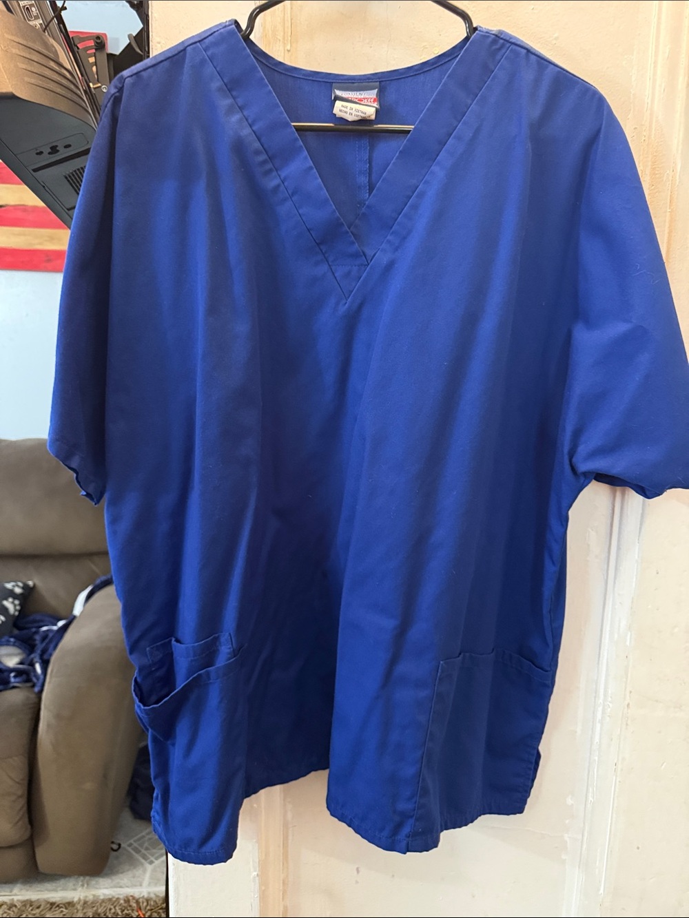 Cherokee Galaxy Blue Scrub Top